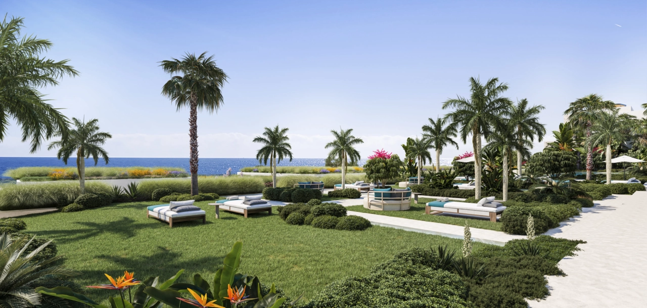 Exuberantes jardines comunitarios ofrecen un oasis de paz para los residentes, con acceso directo a la playa.