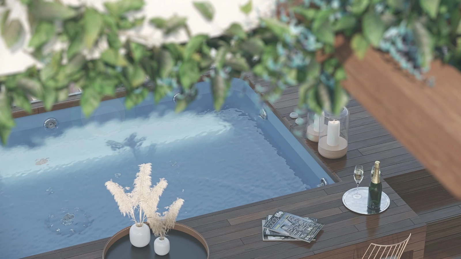 Su piscina privada en la azotea, un refugio perfecto para relajarse y disfrutar del cálido sol español.