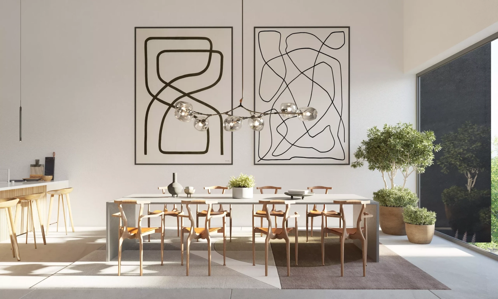 El sofisticado comedor, perfecto para celebrar cenas memorables con familiares y amigos.