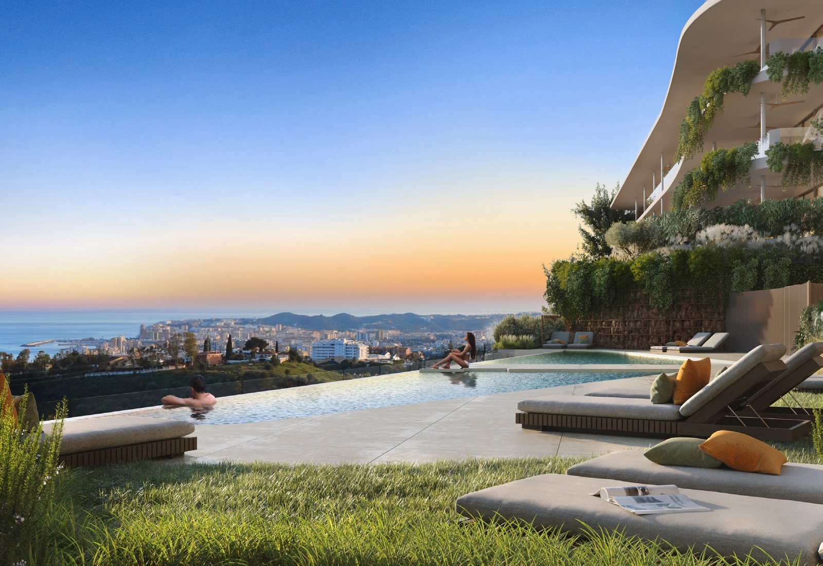 Relájese junto a una de las seis piscinas infinity, que ofrecen impresionantes vistas panorámicas de la costa del Sol.