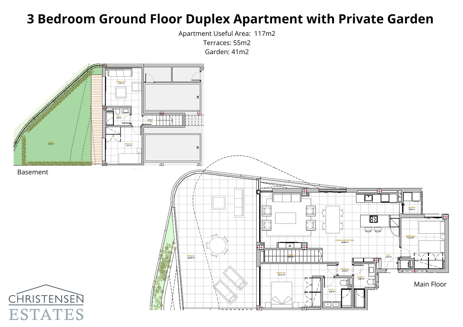 Este dúplex en planta baja de tres dormitorios ofrece una distribución espaciosa que conecta a la perfección con una terraza y un jardín privados, diseñado para un estilo de vida premium interior-exterior.