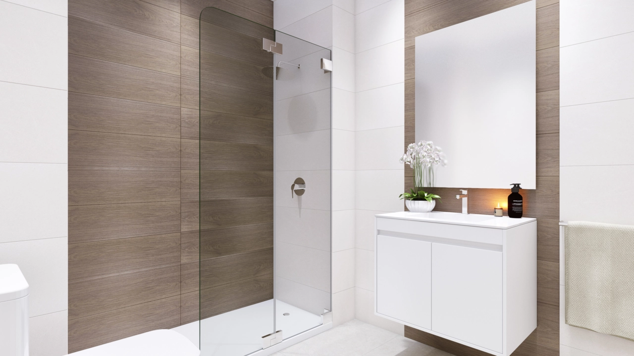 Et elegant og moderne bad med materialer av høy kvalitet og et rent, elegant design.