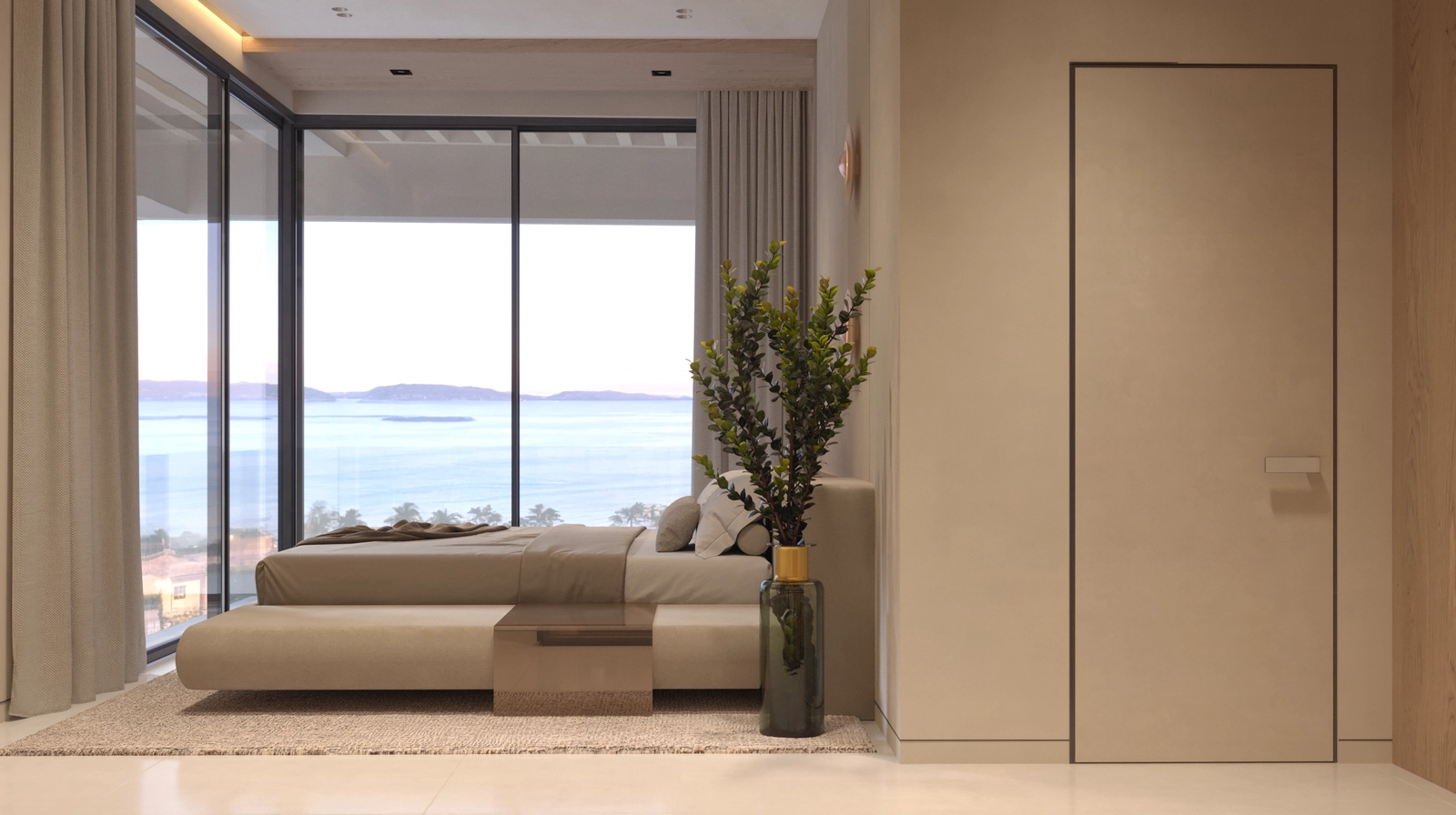 Våkn opp til fantastisk havutsikt fra komforten av ditt elegant designede soverom.