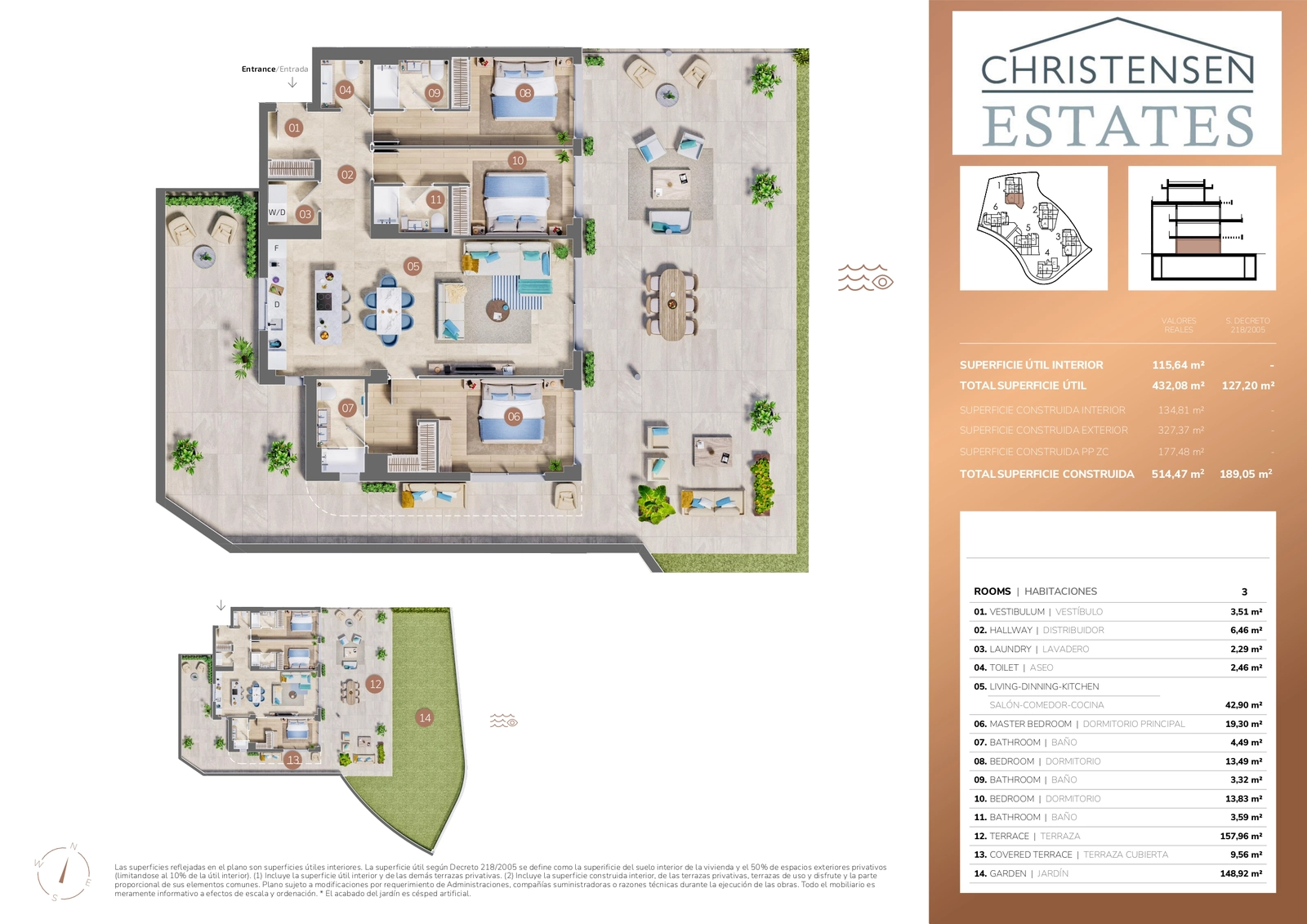 Utforska en rymlig bostad med tre sovrum på bottenvåningen, där generösa interiörer flyter samman med en magnifik privat trädgård.